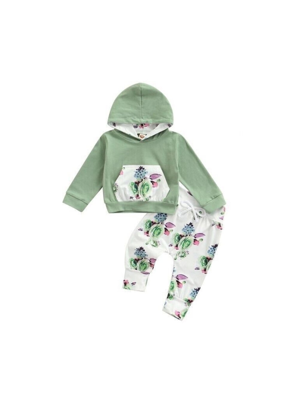 Boutique Baby Toddler Girl Boho Sage Outfit 2 Piece Set Hoodie Top & Pants 2T 90